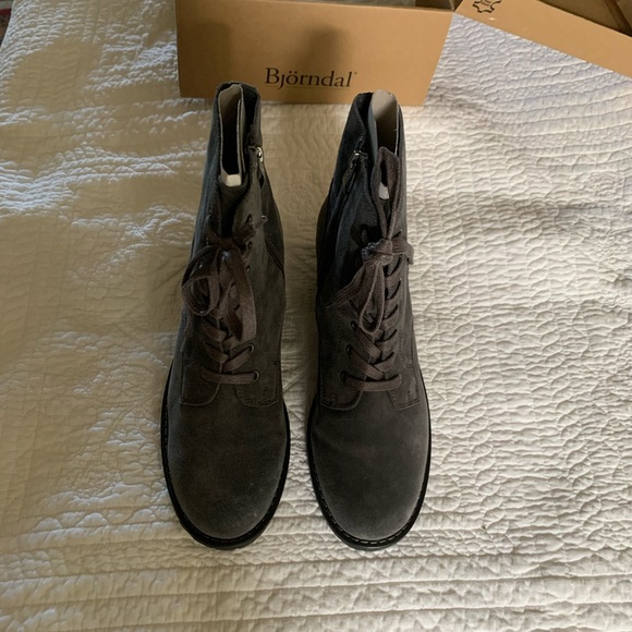 Bjorndal Dark Grey Suede Lace Up Boots - Picture 2 of 6